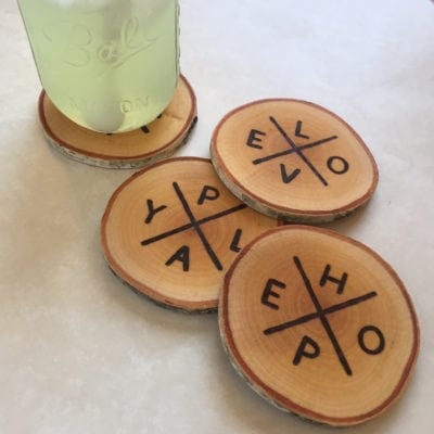 4 Letter Words | Wood Burned Coasters