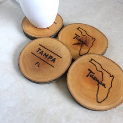 Tampa | Wood Burned Coasters