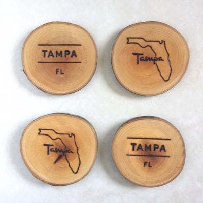 Tampa | Wood Burned Coasters