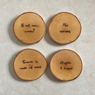 Hustle | Wood Burned Coasters