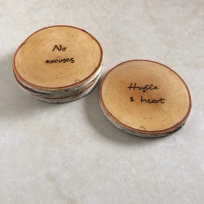 Hustle | Wood Burned Coasters